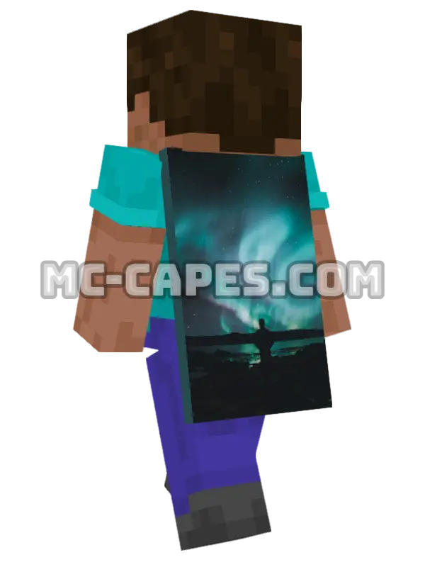 Sky Lights Minecraft cape worn on a player, seen from behind