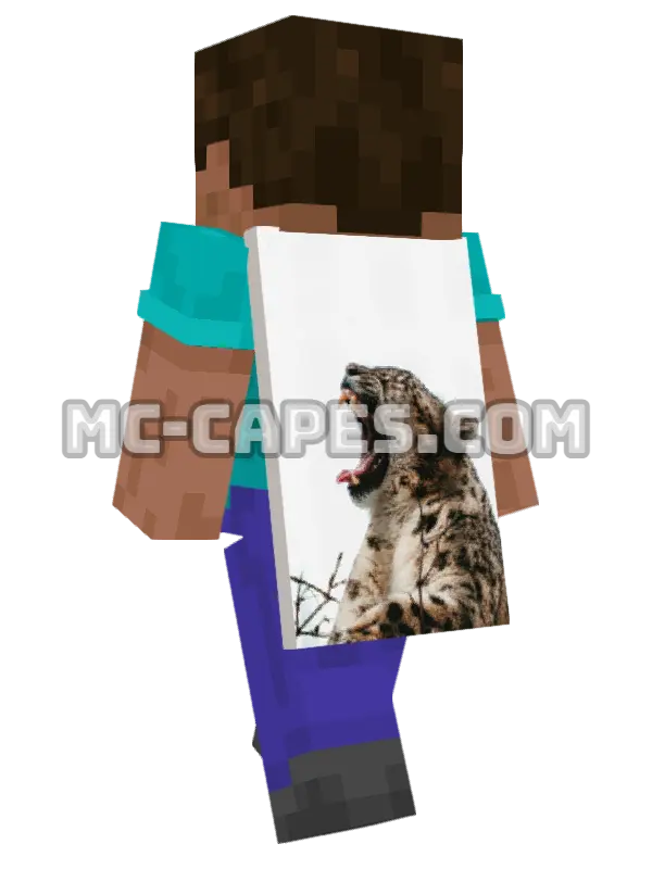Snow Leopard Minecraft cape worn on a player, seen from behind
