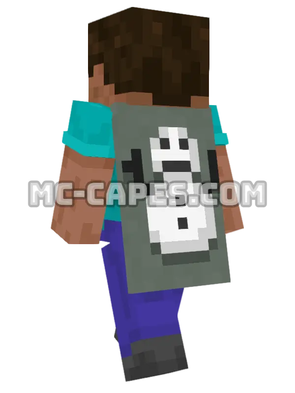 Snowman Minecraft cape worn on a player, seen from behind