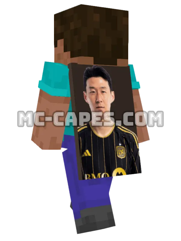 Son Heung-Min Minecraft cape worn on a player, seen from behind
