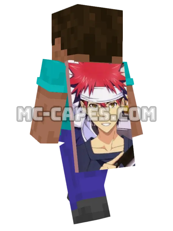 Souma Yukihira Minecraft cape worn on a player, seen from behind