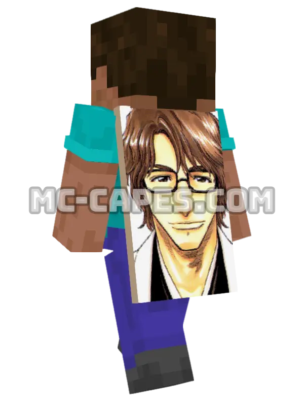 Sousuke Aizen Minecraft cape worn on a player, seen from behind
