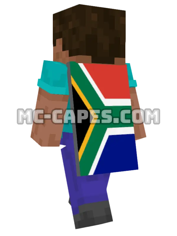 South Africa Flag Minecraft cape worn on a player, seen from behind