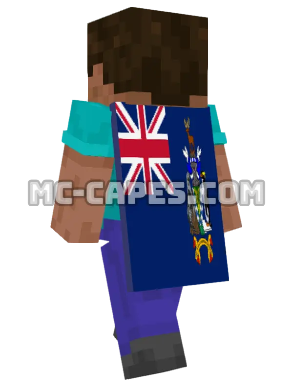 South Georgia Flag Minecraft cape worn on a player, seen from behind