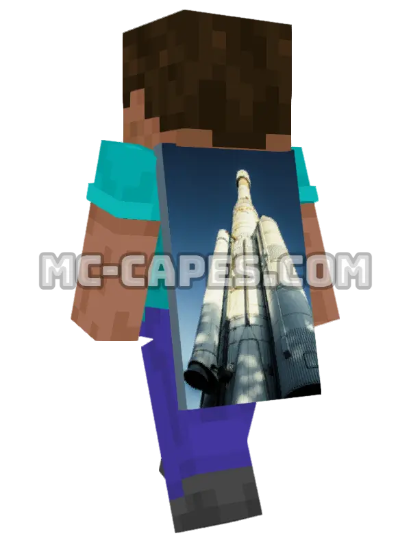 Space Shuttle Minecraft cape worn on a player, seen from behind