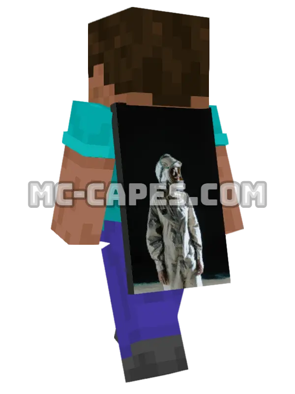 Spacesuit Portrait Dark Minecraft cape worn on a player, seen from behind