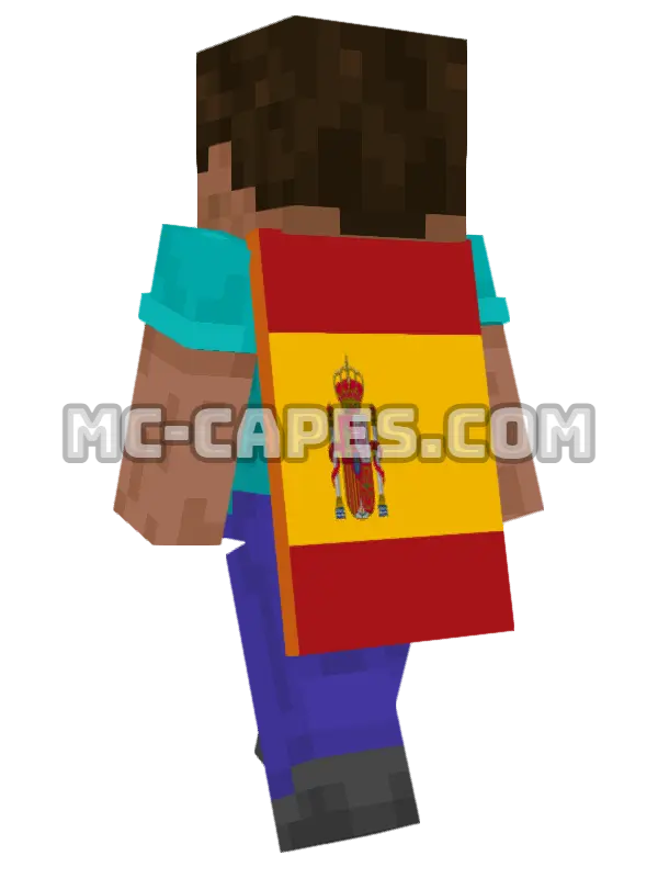 Spain Flag Minecraft cape worn on a player, seen from behind