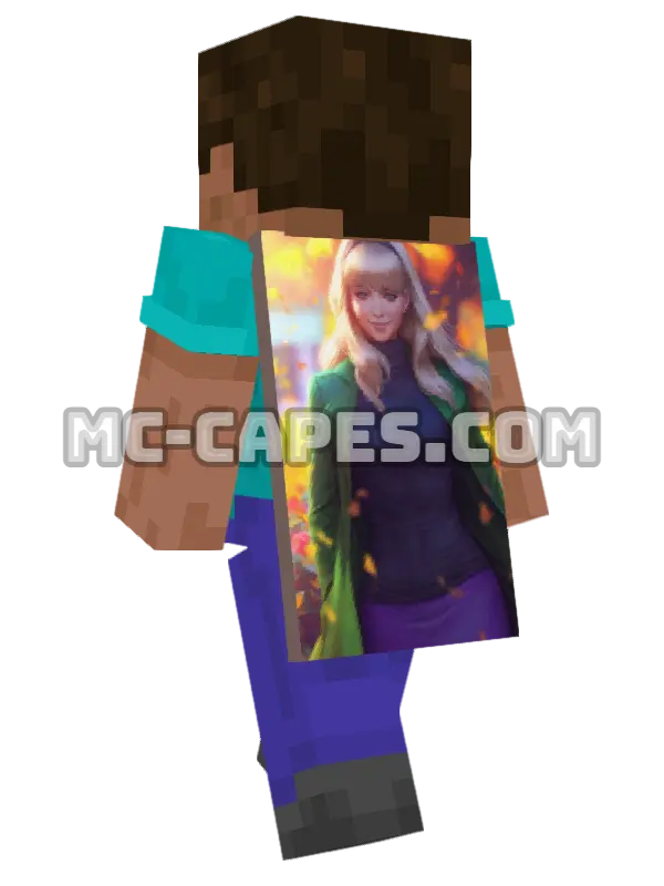 Spider-Gwen Sweater Minecraft cape worn on a player, seen from behind