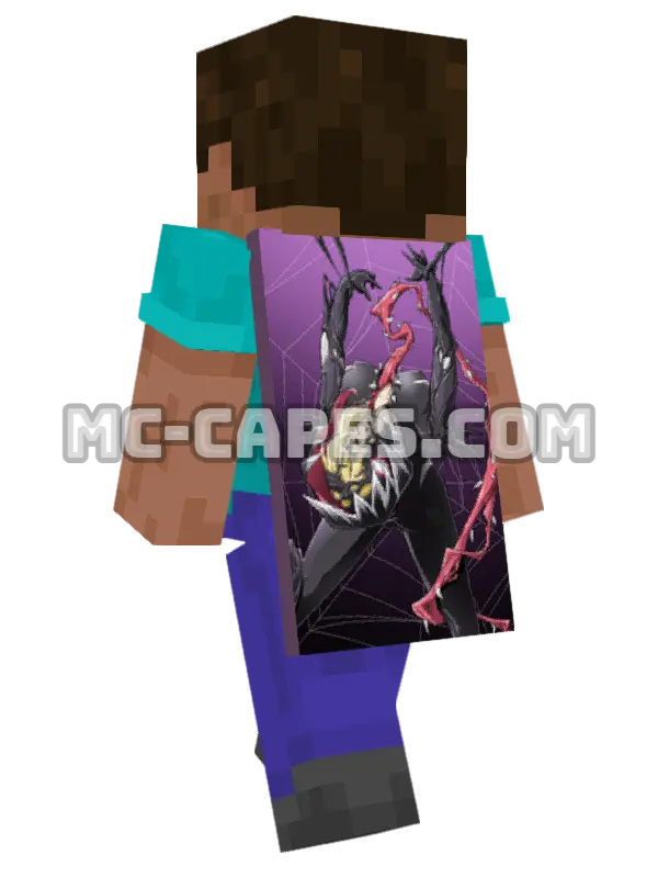 Spider-Gwen Symbiote Minecraft cape worn on a player, seen from behind