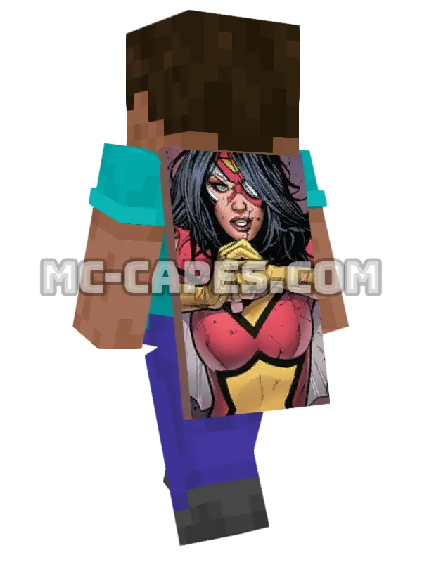 Spider-Woman Minecraft cape worn on a player, seen from behind