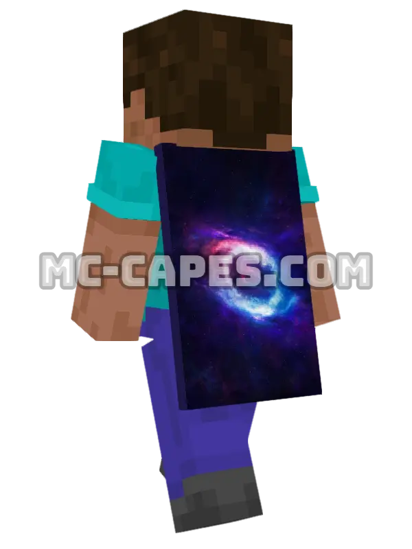 Spiral Nebula Minecraft cape worn on a player, seen from behind