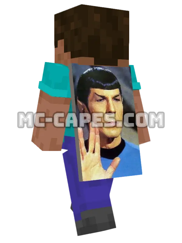 Spock Minecraft cape worn on a player, seen from behind