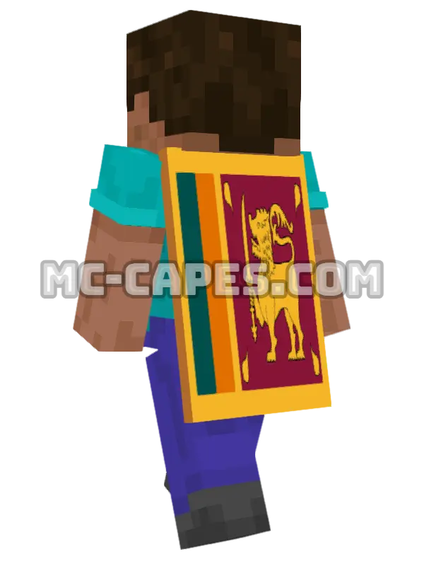 Sri Lanka Flag Minecraft cape worn on a player, seen from behind