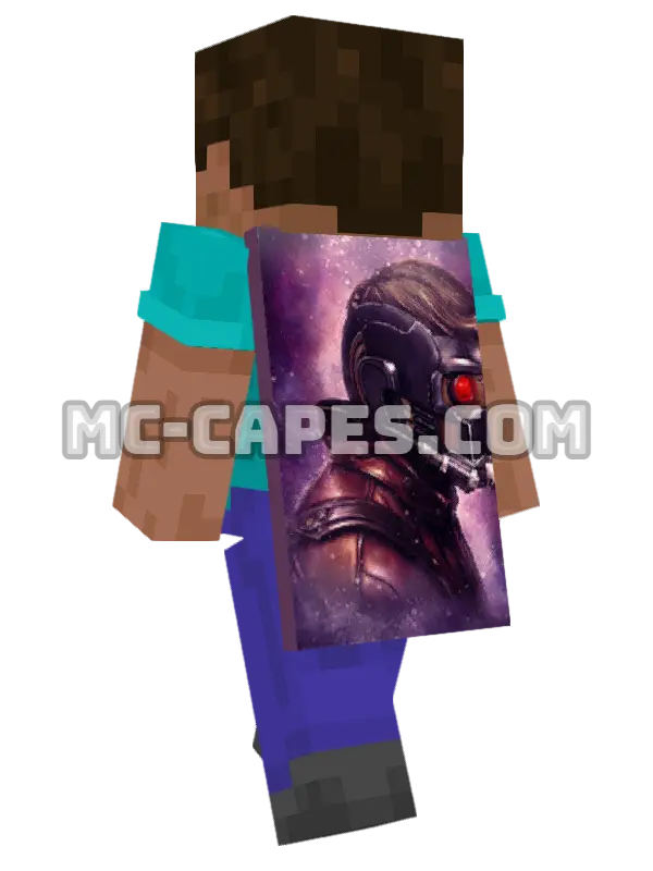 Star-Lord Minecraft cape worn on a player, seen from behind
