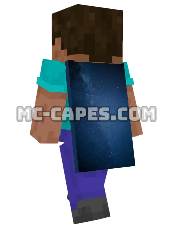 Starry Galaxy Minecraft cape worn on a player, seen from behind