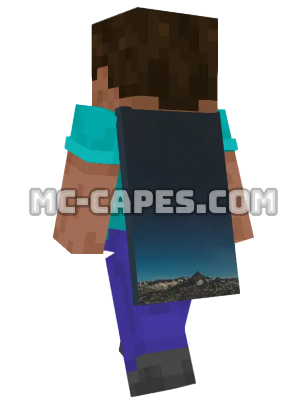 Starry Mountain Minecraft cape worn on a player, seen from behind