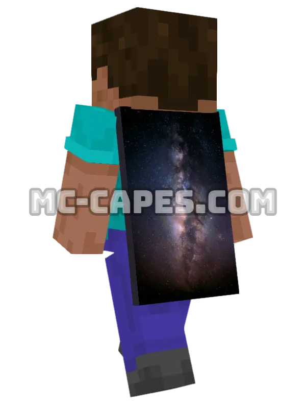 Starry Nebula Minecraft cape worn on a player, seen from behind