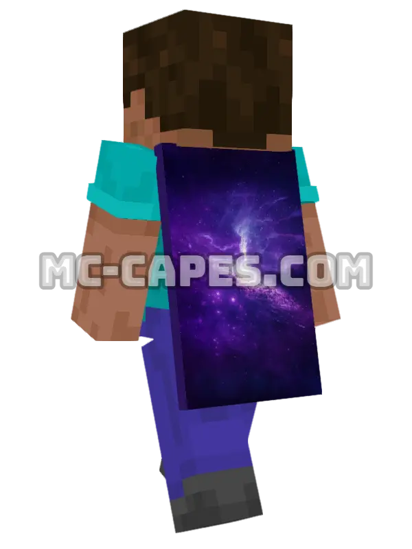 Starry Nebula Minecraft cape worn on a player, seen from behind