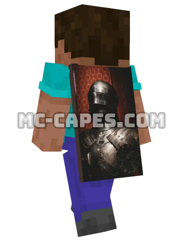 Steel Helmet Minecraft cape worn on a player, seen from behind