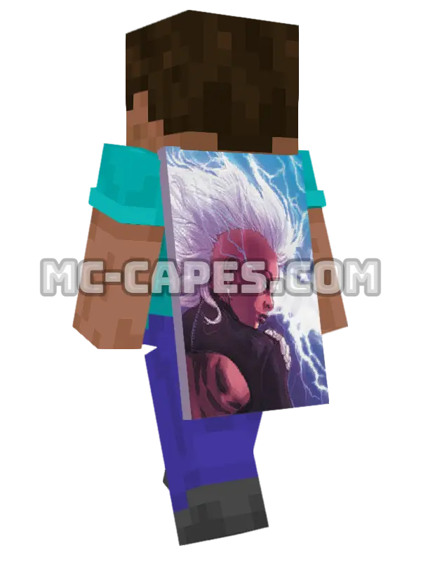 Storm Minecraft cape worn on a player, seen from behind