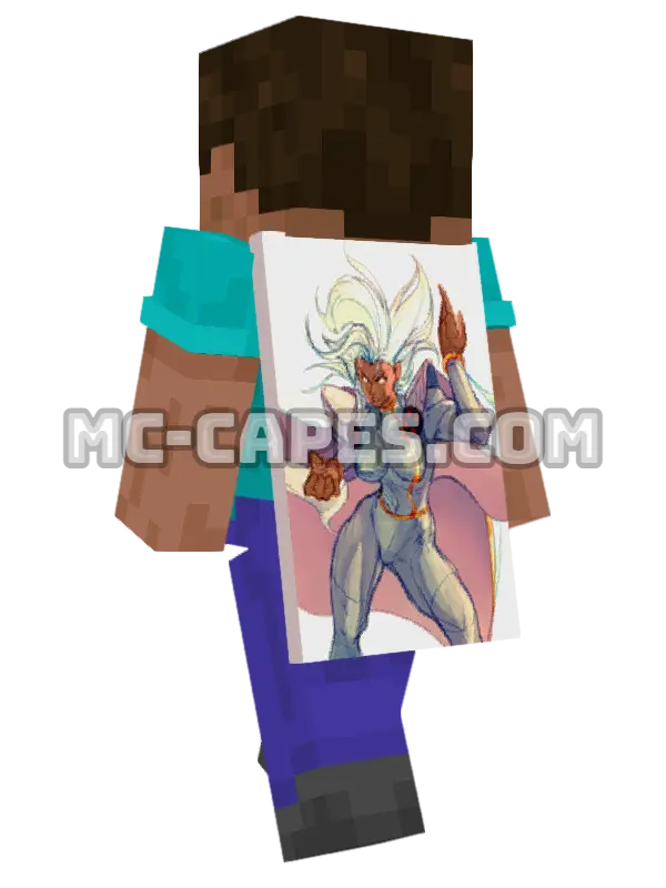 Storm Armor Minecraft cape worn on a player, seen from behind