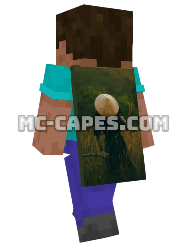 Straw Hat Samurai Minecraft cape worn on a player, seen from behind