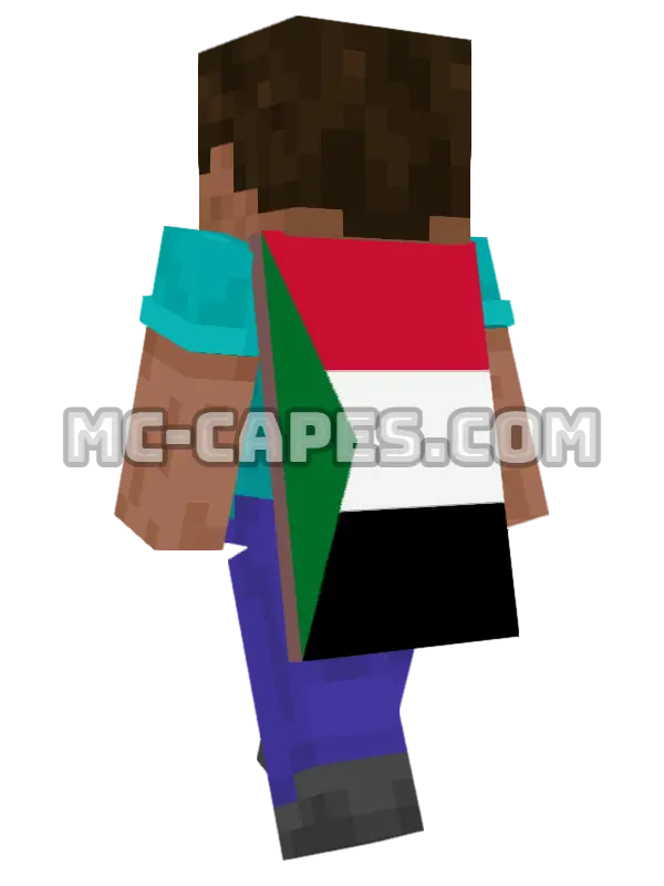 Sudan Flag Minecraft cape worn on a player, seen from behind