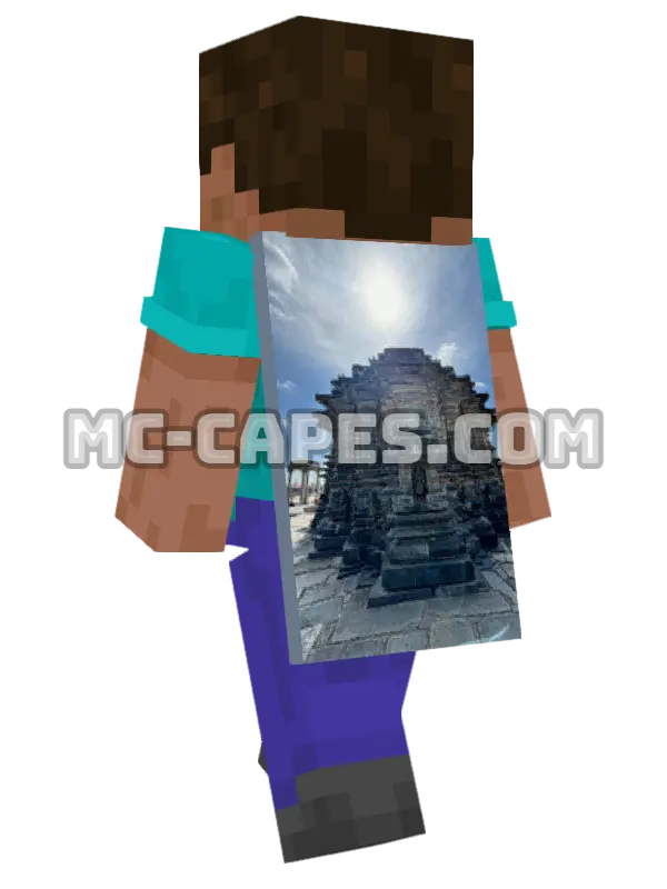 Sunlit Structure Minecraft cape worn on a player, seen from behind