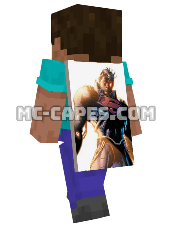 Superboy-Prime Minecraft cape worn on a player, seen from behind