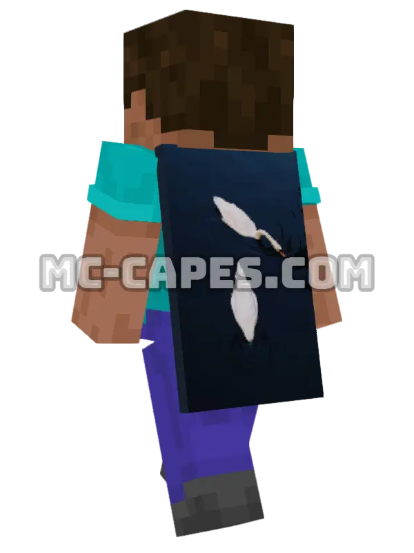 Swans on Lake Minecraft cape worn on a player, seen from behind