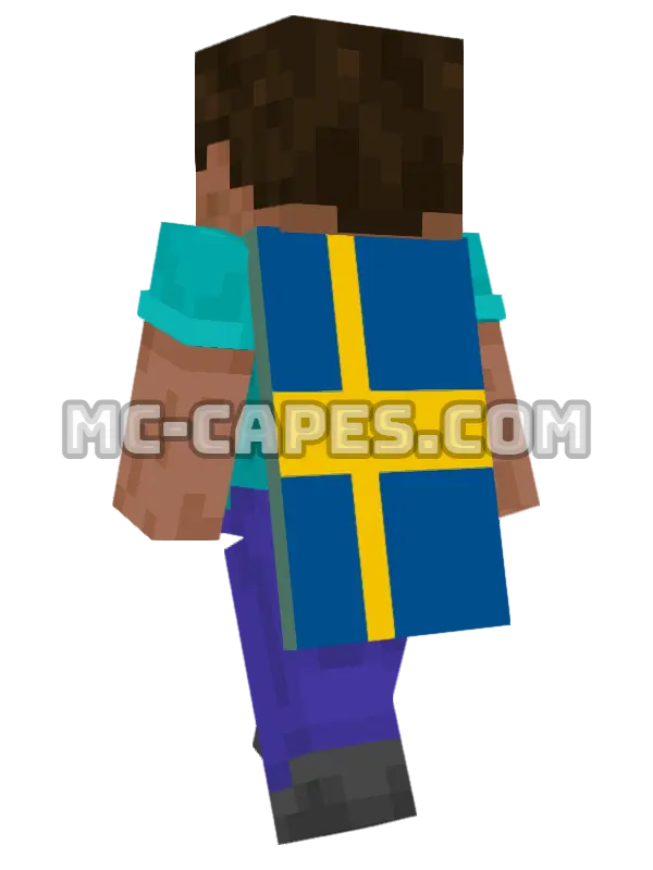 Sweden Flag Minecraft cape worn on a player, seen from behind
