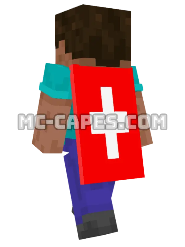 Switzerland Flag Minecraft cape worn on a player, seen from behind