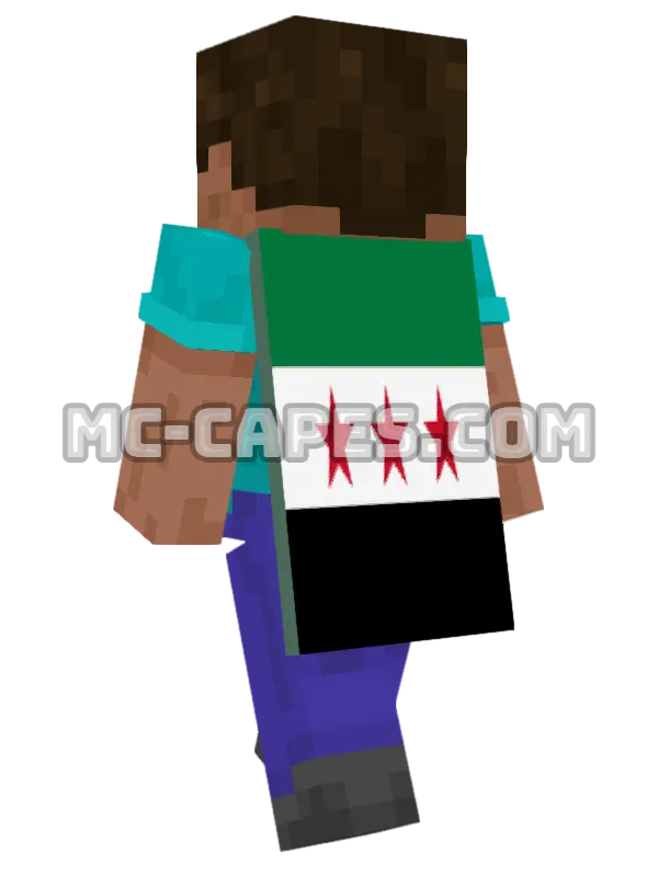Syria Flag Minecraft cape worn on a player, seen from behind