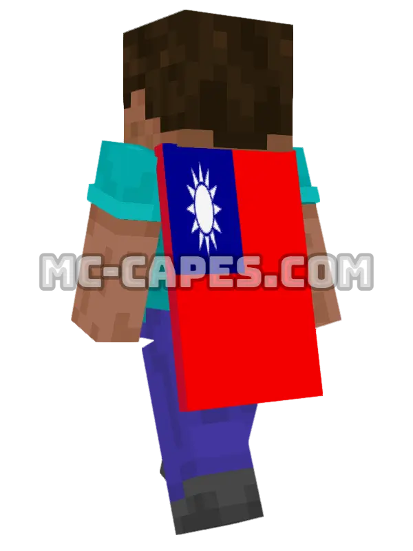 Taiwan Flag Minecraft cape worn on a player, seen from behind