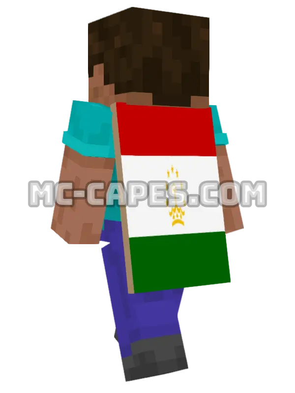 Tajikistan Flag Minecraft cape worn on a player, seen from behind