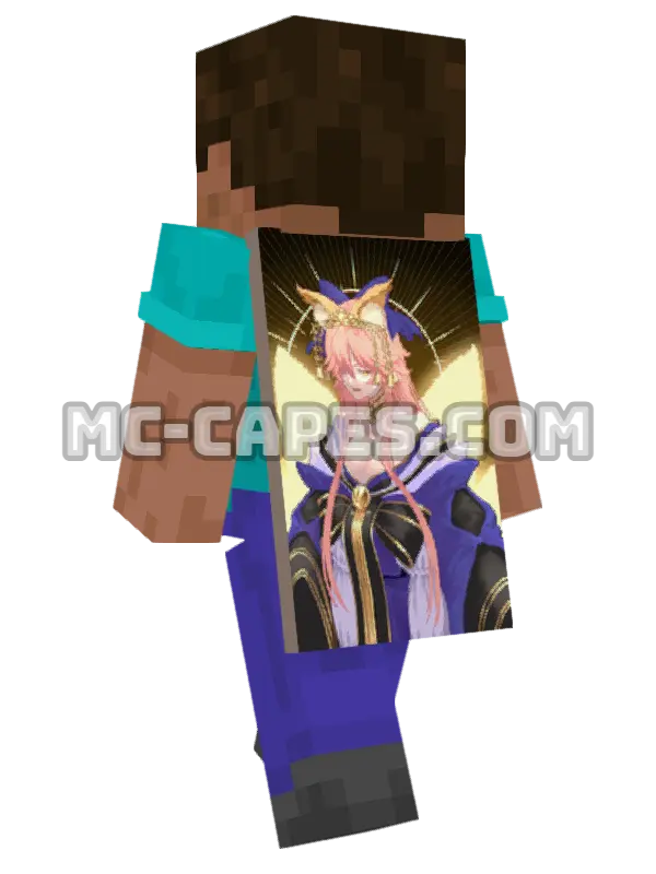 Tamamo no Mae Kimono Minecraft cape worn on a player, seen from behind