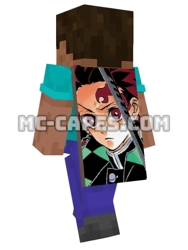 Tanjirou Kamado Minecraft cape worn on a player, seen from behind