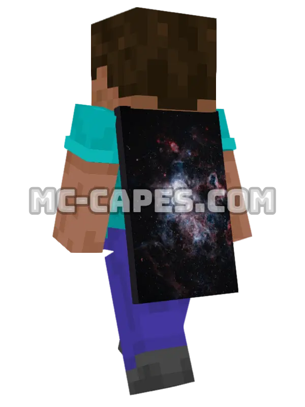 Tarantula Nebula Minecraft cape worn on a player, seen from behind