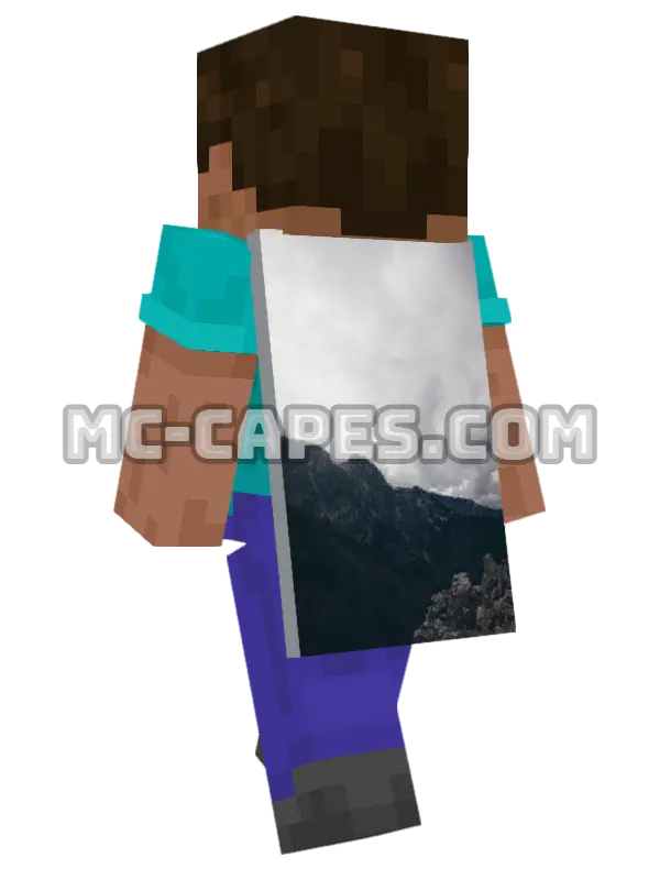 Tatra Mountain Minecraft cape worn on a player, seen from behind