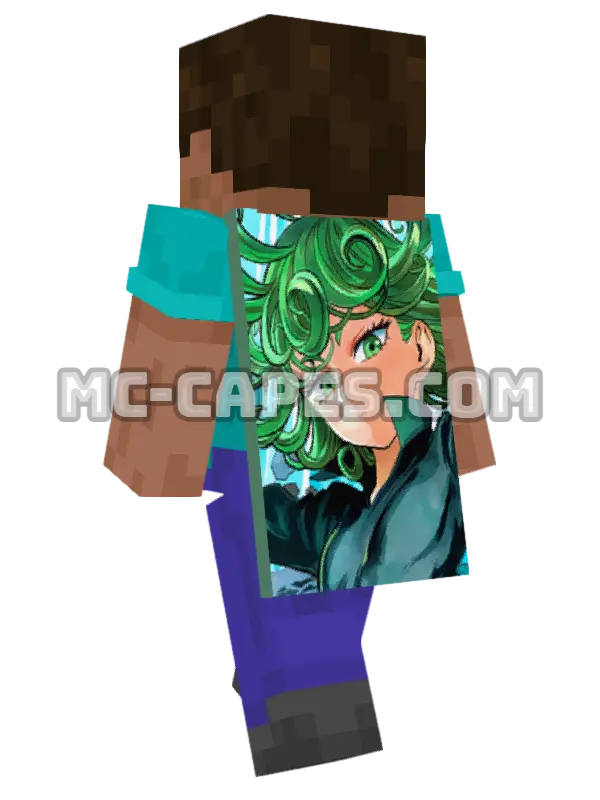 Tatsumaki Minecraft cape worn on a player, seen from behind