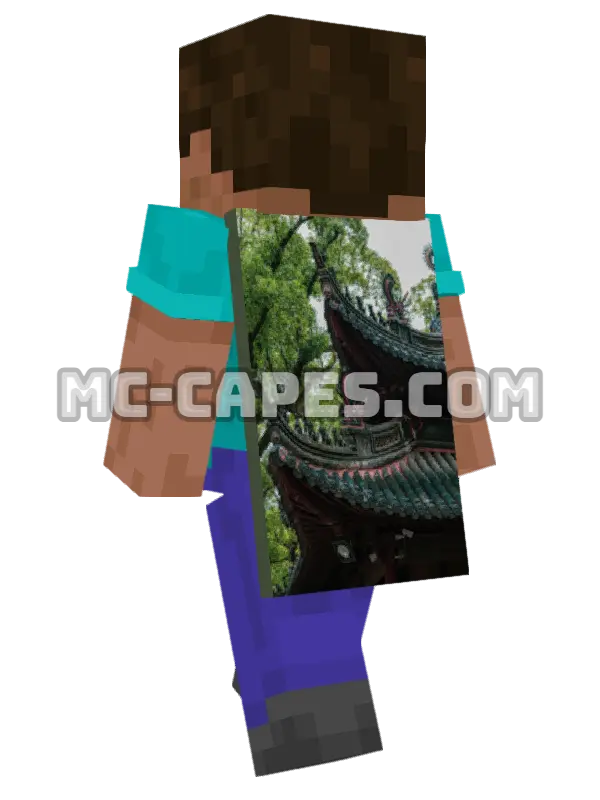 Temple Roof Dragon Minecraft cape worn on a player, seen from behind