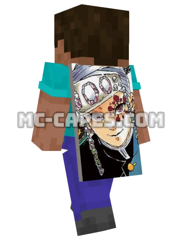 Tengen Uzui Minecraft cape worn on a player, seen from behind