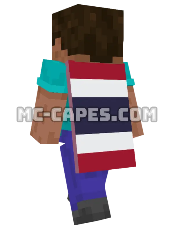 Thailand Flag Minecraft cape worn on a player, seen from behind