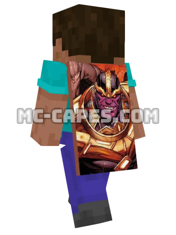 Thanos Minecraft cape worn on a player, seen from behind