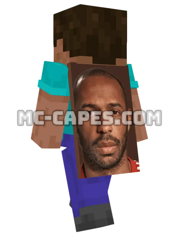 Thierry Henry Minecraft cape worn on a player, seen from behind
