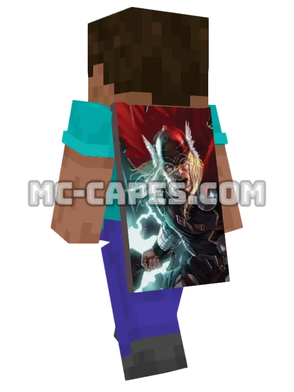 Thor Minecraft cape worn on a player, seen from behind