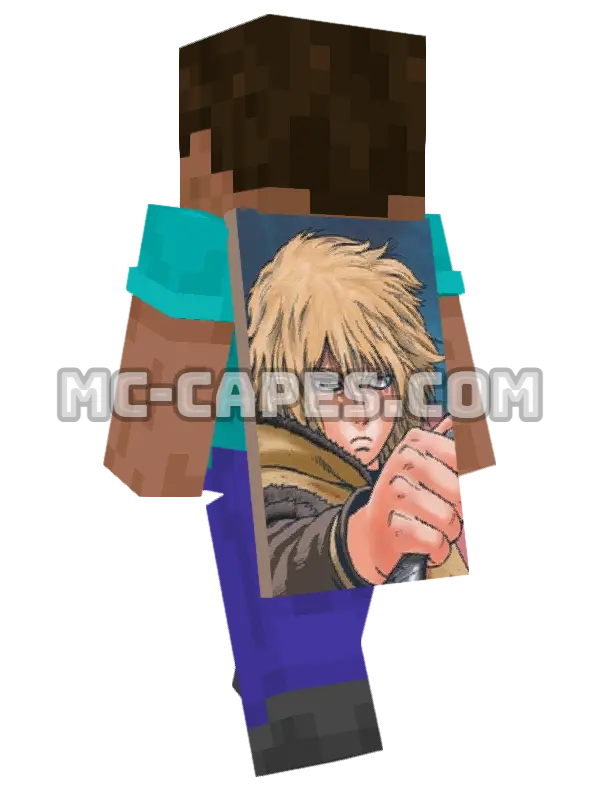 Thorfinn Karlsefni Minecraft cape worn on a player, seen from behind