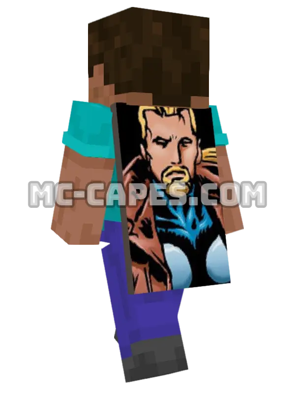 Thunderstrike Minecraft cape worn on a player, seen from behind