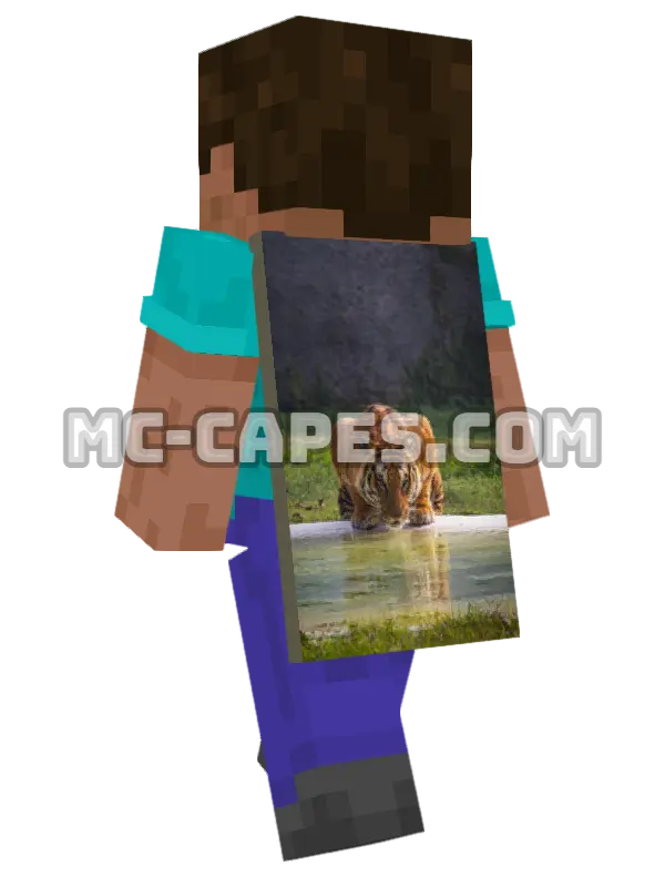 Tiger Water Minecraft cape worn on a player, seen from behind