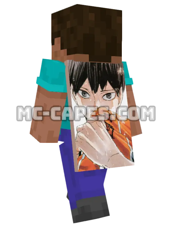 Tobio Kageyama Minecraft cape worn on a player, seen from behind